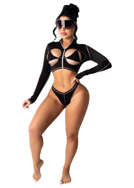 women swimwear fashion open navel wave edge long sleeve bathing suit biquini maillot de bain femme stroje k pielowe, White;black
women swimwear fashion open navel wave edge long sleeve bathing suit biquini maillot de bain femme stroje k pielowe, White;black