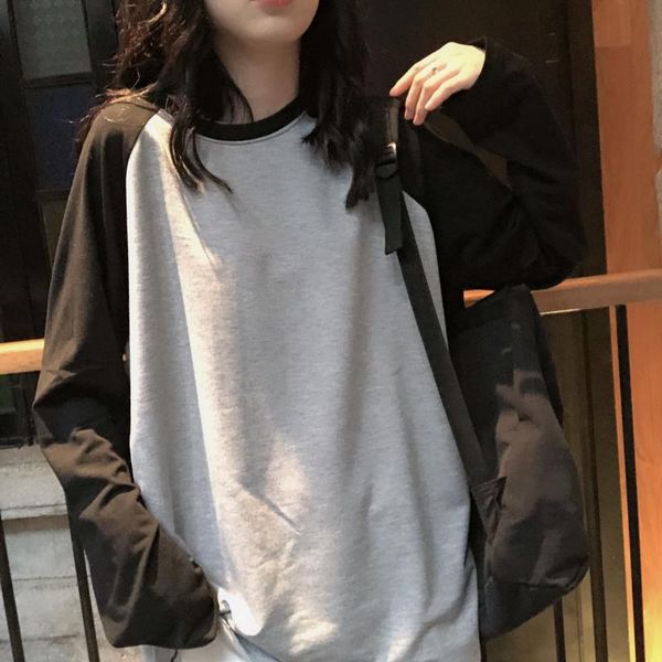 women's t-shirt 2021 female round collar contrast color long sleeve t shirt women spring t-shirts for patchwork, White
women's t-shirt 2021 female round collar contrast color long sleeve t shirt women spring t-shirts for patchwork, White