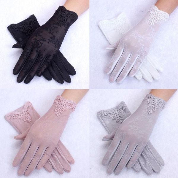 five fingers gloves elegant lace women' summer uv-proof driving fashion wedding party design touch screen, Blue;gray 
five fingers gloves elegant lace women' summer uv-proof driving fashion wedding party design touch screen, Blue;gray