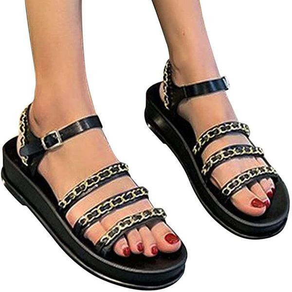 sandals est women platform 2021 metal chain leather summer shoes sports wind ladies thick bottom white, Black
sandals est women platform 2021 metal chain leather summer shoes sports wind ladies thick bottom white, Black