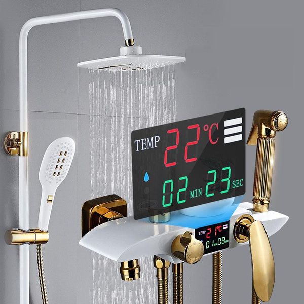 black/white 1set digital temperature display bath shower faucets set bathroom mixer shower bathtub tap rainfall wall tap
black/white 1set digital temperature display bath shower faucets set bathroom mixer shower bathtub tap rainfall wall tap