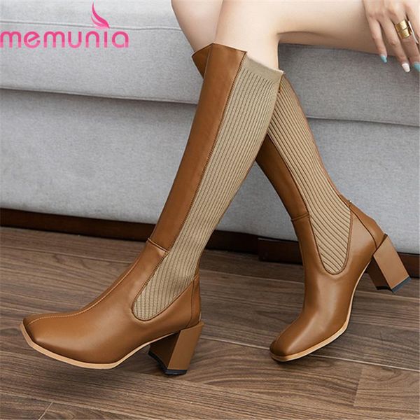 boots memunia 2021 arrival fashion knee high genuine leather thick heels square toe winter women, Black
boots memunia 2021 arrival fashion knee high genuine leather thick heels square toe winter women, Black