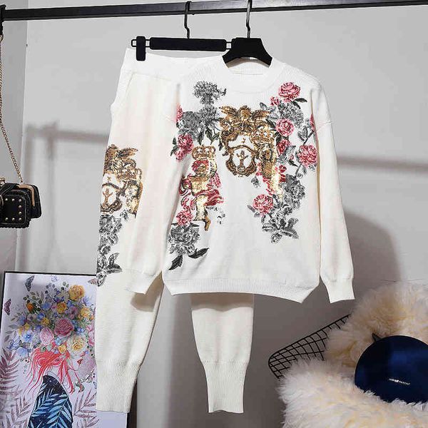 women's tracksuits novo feminino outono inverno moda coreana lantejoulas bordado flor suéter solto + calça harém conjunto rt2z, Gray
women's tracksuits novo feminino outono inverno moda coreana lantejoulas bordado flor suéter solto + calça harém conjunto rt2z, Gray