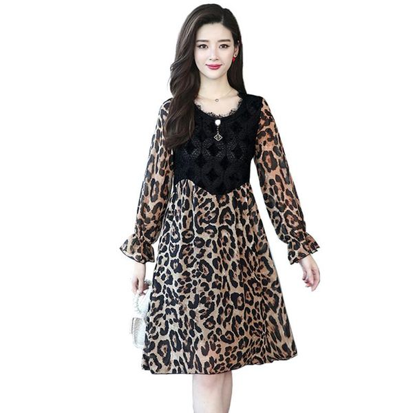 casual dresses 2021 spring big women long sleeve lace stitching chiffon leopard grain print plus size loose l -5xl, Black;gray
casual dresses 2021 spring big women long sleeve lace stitching chiffon leopard grain print plus size loose l -5xl, Black;gray