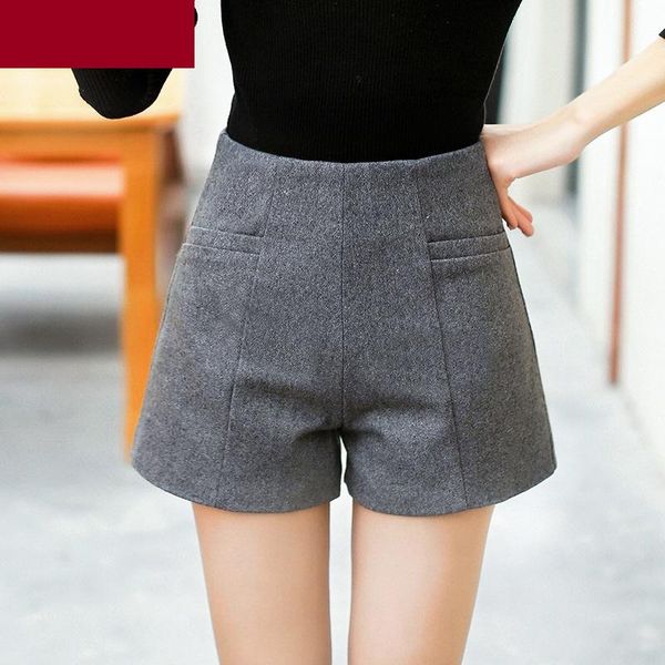 women's shorts short mujer korean woolen women 2021 winter loose wide leg feminino autumn zipper pocket 9035 80, White;black
women's shorts short mujer korean woolen women 2021 winter loose wide leg feminino autumn zipper pocket 9035 80, White;black