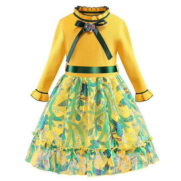girl's dresses 2021 autumn sweater stitching bow dress yellow green child princess girls clothes cs for 12 years old, Red;yellow
girl's dresses 2021 autumn sweater stitching bow dress yellow green child princess girls clothes cs for 12 years old, Red;yellow