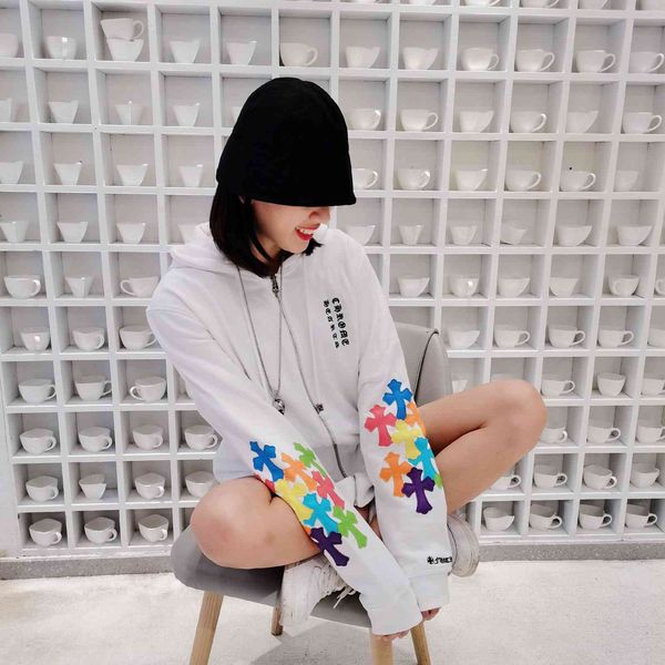 ch2021ss autumn and winter new heavy industry double arm embroidery cross zipper hooded loose sweater coat, Black
ch2021ss autumn and winter new heavy industry double arm embroidery cross zipper hooded loose sweater coat, Black