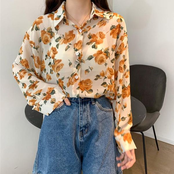 women's blouses & shirts women chiffon retro loose lapel shirt summer long sleeve print feminino drop, White
women's blouses & shirts women chiffon retro loose lapel shirt summer long sleeve print feminino drop, White