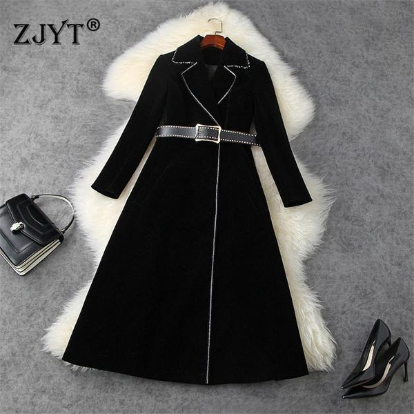 women's trench coats runway fashion winter long velour coat for women turn down collar beading outerwear celebrity party vestid, Tan;black
women's trench coats runway fashion winter long velour coat for women turn down collar beading outerwear celebrity party vestid, Tan;black