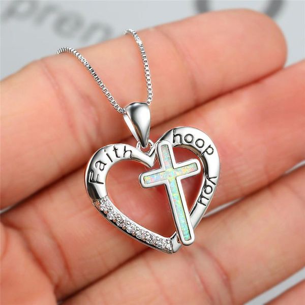 pendant necklaces european and american english imitation aobao love shaped jesus religious belief cross necklace, Silver
pendant necklaces european and american english imitation aobao love shaped jesus religious belief cross necklace, Silver