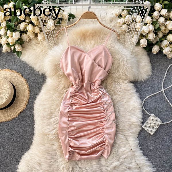 women off shoulder strap dress korean v neck sleeveless chain slim es summer backless ruched short 210512, Black;gray
women off shoulder strap dress korean v neck sleeveless chain slim es summer backless ruched short 210512, Black;gray