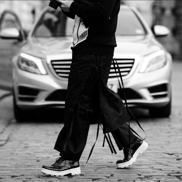 men's pants 27-46 2021 clothing hair stylist fashion tassel deconstruction double layer cropped ribbon plus size costumes, Black
men's pants 27-46 2021 clothing hair stylist fashion tassel deconstruction double layer cropped ribbon plus size costumes, Black