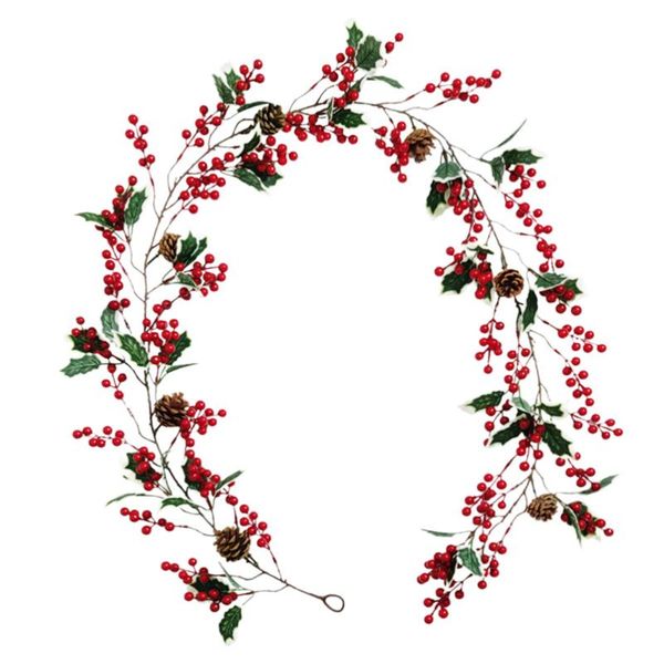 decorative flowers & wreaths 1pc christmas rattan creative durable pine cones green leaves cane red berries