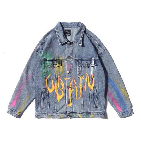 downs raiow graffiti fire flame print denim streetwear hip-hop bomber casual jean jacket coat fashion blue black 
downs raiow graffiti fire flame print denim streetwear hip-hop bomber casual jean jacket coat fashion blue black