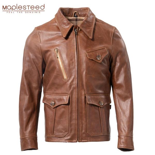 men's leather & faux men jacket 100% natural cowhide brown black coat autumn male skin clothing asian size m267