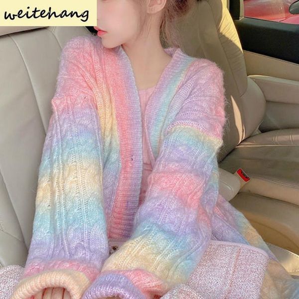 women's knits & tees women rainbow knitted cardigan autumn winter sweet kawaii sweater coat female long korean button down loose 221, White
women's knits & tees women rainbow knitted cardigan autumn winter sweet kawaii sweater coat female long korean button down loose 221, White