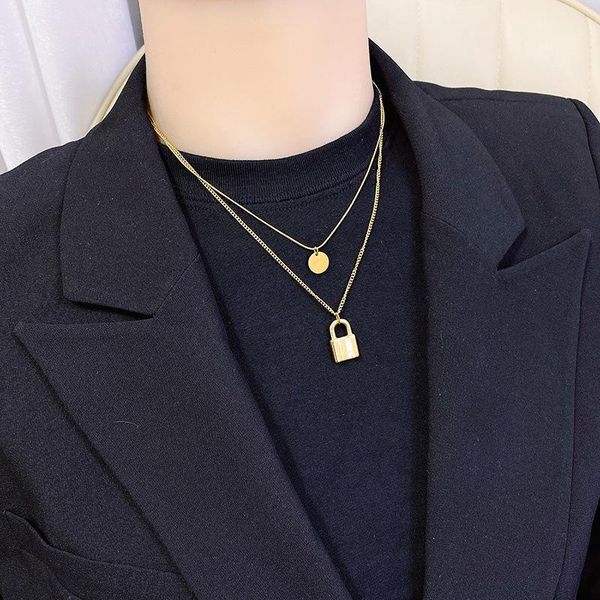 chains lovoacc trendy double layered lock titanium steel necklace for women gold snake chain letters coin pendant chokers necklaces, Silver
chains lovoacc trendy double layered lock titanium steel necklace for women gold snake chain letters coin pendant chokers necklaces, Silver