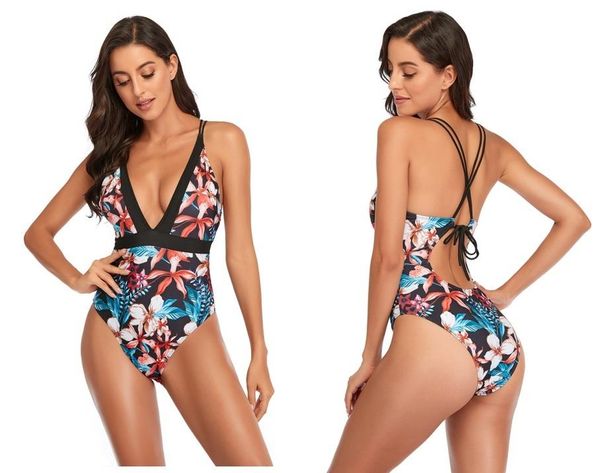 women's swimwear women fashion sleeveless v-neck swimsuit stylish backless print bathing suit 2021 summer, White;black
women's swimwear women fashion sleeveless v-neck swimsuit stylish backless print bathing suit 2021 summer, White;black