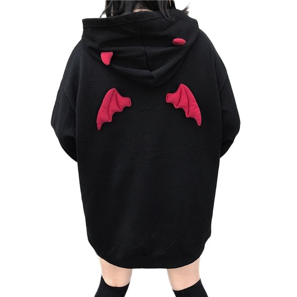 women hoodie oversized pullover long sleeve sweatshirts women's casual devil red wing, Black
women hoodie oversized pullover long sleeve sweatshirts women's casual devil red wing, Black