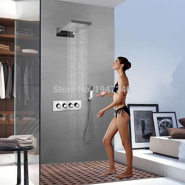 wholsale bath shower with handshower faucet chrome four thermostatic valve fixed square head handheld bathroom sets
wholsale bath shower with handshower faucet chrome four thermostatic valve fixed square head handheld bathroom sets