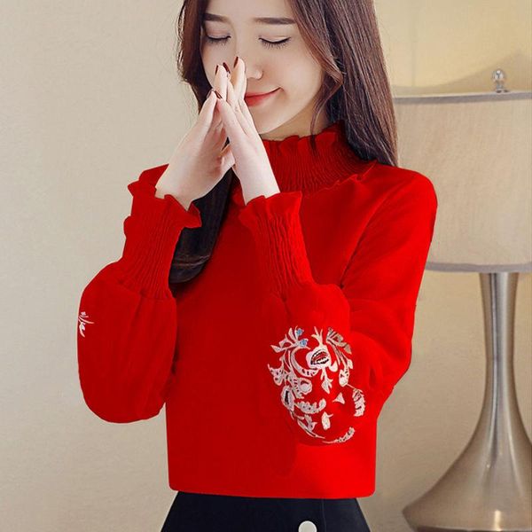 autumn turtleneck puff sleeve women ruffle white blouse loose elegant ladies office shirt embroidery long bottoming women's blouses & s
autumn turtleneck puff sleeve women ruffle white blouse loose elegant ladies office shirt embroidery long bottoming women's blouses & s