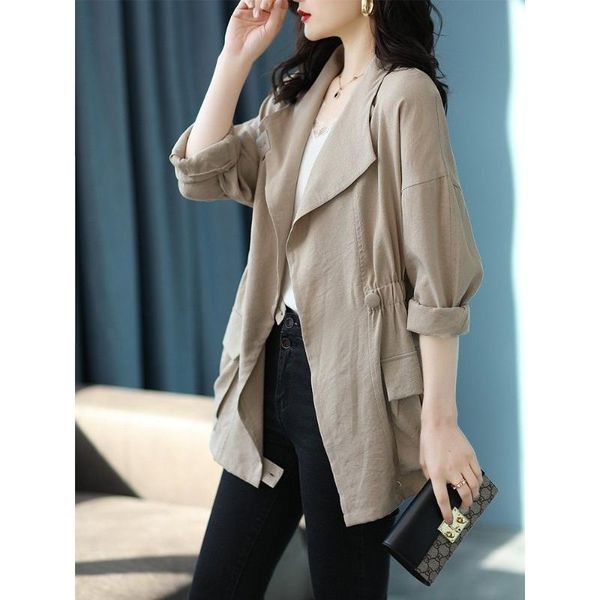 women's wool & blends spring 2021 fashion waist jacket plus size loose thin style windbreaker, Black
women's wool & blends spring 2021 fashion waist jacket plus size loose thin style windbreaker, Black