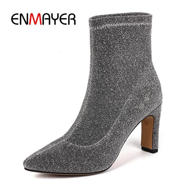 boots enmayer 2021 arrival women sequined cloth pointed toe ankle lady solid square heel zyl732, Black
boots enmayer 2021 arrival women sequined cloth pointed toe ankle lady solid square heel zyl732, Black