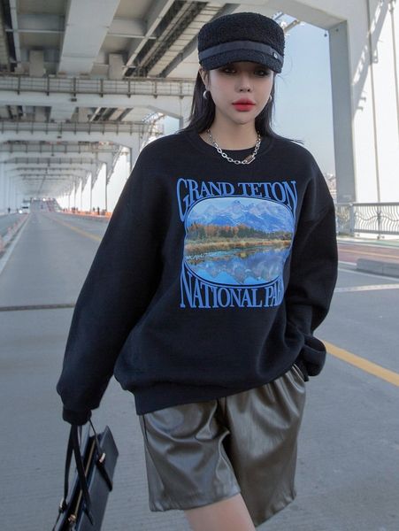 dazy letter & scenery print drop shoulder thermal pullover w0hk#, White;black
dazy letter & scenery print drop shoulder thermal pullover w0hk#, White;black
