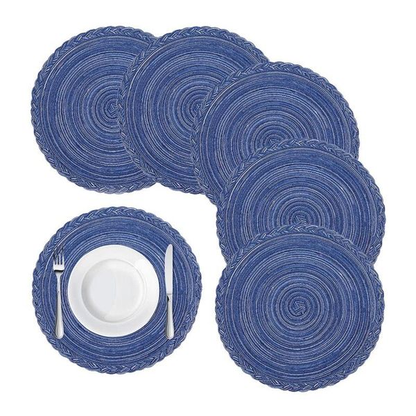 mats & pads round braided placemats for dining table set of 6 - woven heat resistant non-slip kitchen mats, 36 diameter, blue
mats & pads round braided placemats for dining table set of 6 - woven heat resistant non-slip kitchen mats, 36 diameter, blue