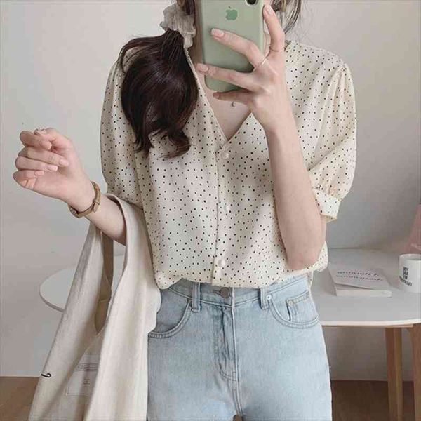 polka dot chiffon blouse v-neck woman clothes summer short sleeve shirt women blouses chemisier femme, White
polka dot chiffon blouse v-neck woman clothes summer short sleeve shirt women blouses chemisier femme, White