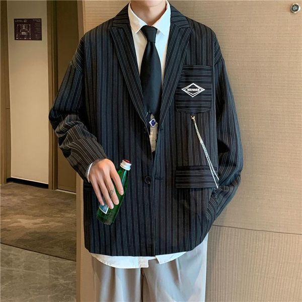 men's suits & blazers casual business striped suit long sleeve trend vintage retro all-match loose coat spring autumn male clothes jack, White;black
men's suits & blazers casual business striped suit long sleeve trend vintage retro all-match loose coat spring autumn male clothes jack, White;black