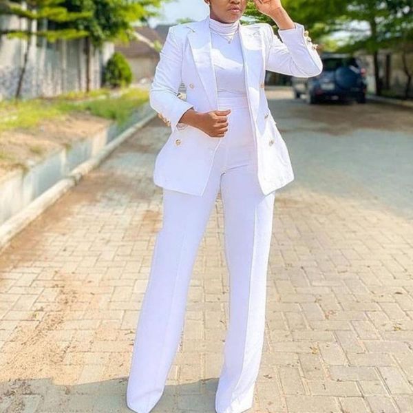 women's two piece pants african fashion womens suit solid color simplicity temperament casual double breasted long sleeve lapel high wa, White 
women's two piece pants african fashion womens suit solid color simplicity temperament casual double breasted long sleeve lapel high wa, White