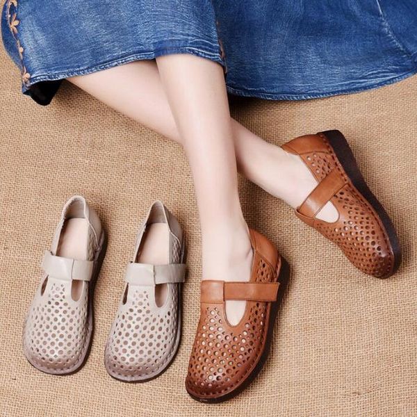 sandals 2021 summer fashion genuine leather handmade shoes women hook &loop hollow out soft loafers flats mothers', Black
sandals 2021 summer fashion genuine leather handmade shoes women hook &loop hollow out soft loafers flats mothers', Black