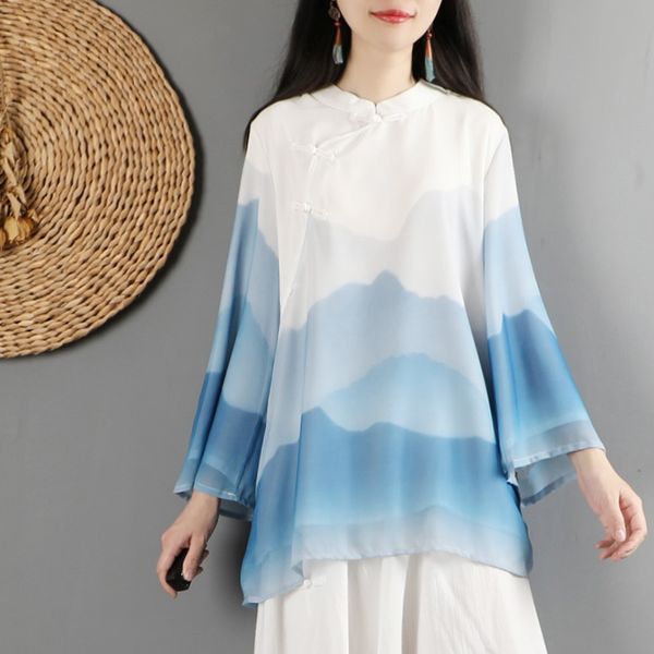 women chinese traditional style shirts chiffon blouses loose vintage cheongsam hanfu shirt ladies chinese 11411, Red
women chinese traditional style shirts chiffon blouses loose vintage cheongsam hanfu shirt ladies chinese 11411, Red