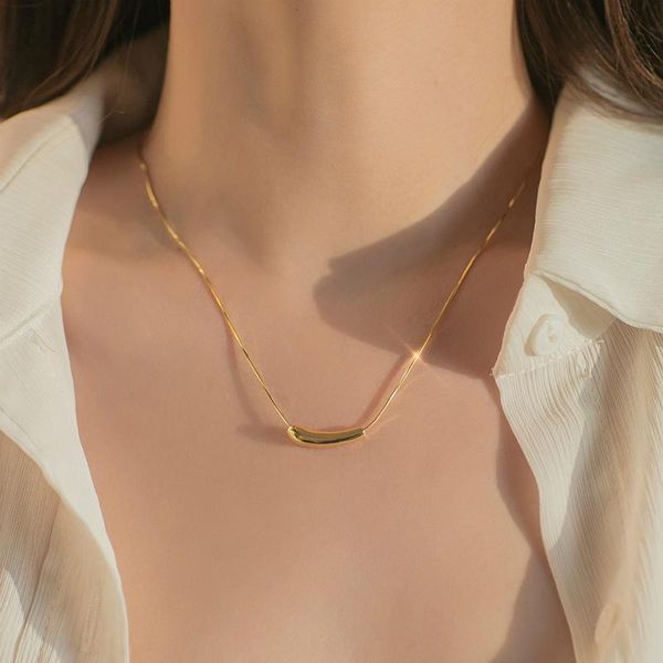 pendant necklaces fashion stainless steel necklace small eggplant bend tube for women korean style snake bone chain jewelry, Silver
pendant necklaces fashion stainless steel necklace small eggplant bend tube for women korean style snake bone chain jewelry, Silver