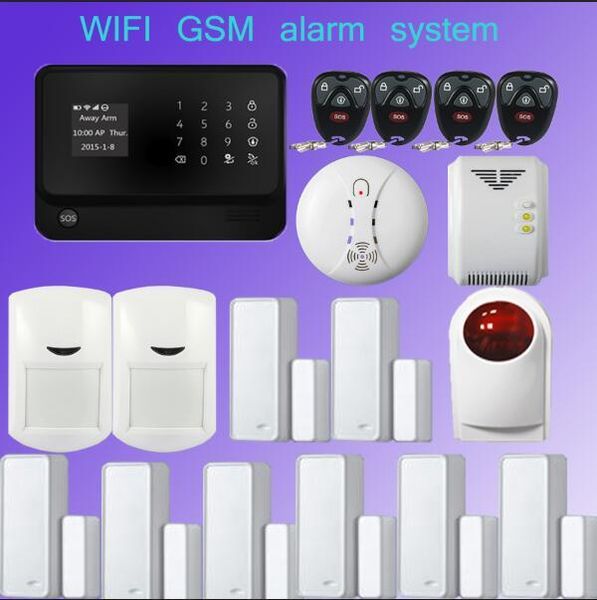 433mhz wifi alarm gsm gprs home security system +pir sensor+door sensor +wireless outdoor siren detector systems
433mhz wifi alarm gsm gprs home security system +pir sensor+door sensor +wireless outdoor siren detector systems