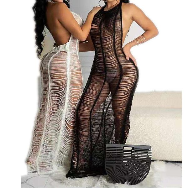 women's swimwear 2021 women summer solid color beach dress scoop neck outlet cover up items clothing bikini halter smock, White;black
women's swimwear 2021 women summer solid color beach dress scoop neck outlet cover up items clothing bikini halter smock, White;black