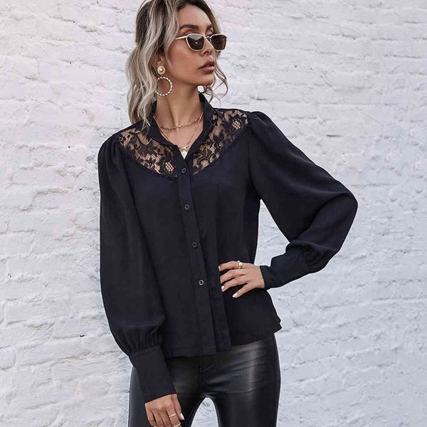 shorts patchwork lace hollow out shirt women 2021 spring button up long sleeve ladies black casual elegant vintage and blouses, White;black
shorts patchwork lace hollow out shirt women 2021 spring button up long sleeve ladies black casual elegant vintage and blouses, White;black