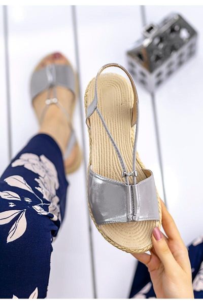 women silver patent leather sandals, Black