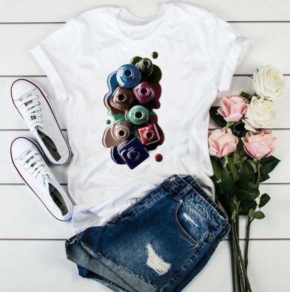 women's t-shirt 3d printing nail polish woman tshirts fashion cute drop, White
women's t-shirt 3d printing nail polish woman tshirts fashion cute drop, White