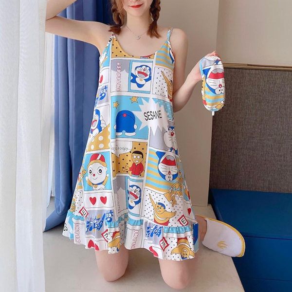 women's sleepwear 2021 summer women nightdress sling sleepshirt sleeveless sleep girls cartoon with chest pad pijama nightwear, Black;red
women's sleepwear 2021 summer women nightdress sling sleepshirt sleeveless sleep girls cartoon with chest pad pijama nightwear, Black;red