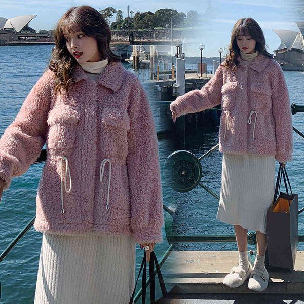 2019 winter lamb wool coat women's short fur one korean loose lapel cotton jacket p165, Black;brown
2019 winter lamb wool coat women's short fur one korean loose lapel cotton jacket p165, Black;brown