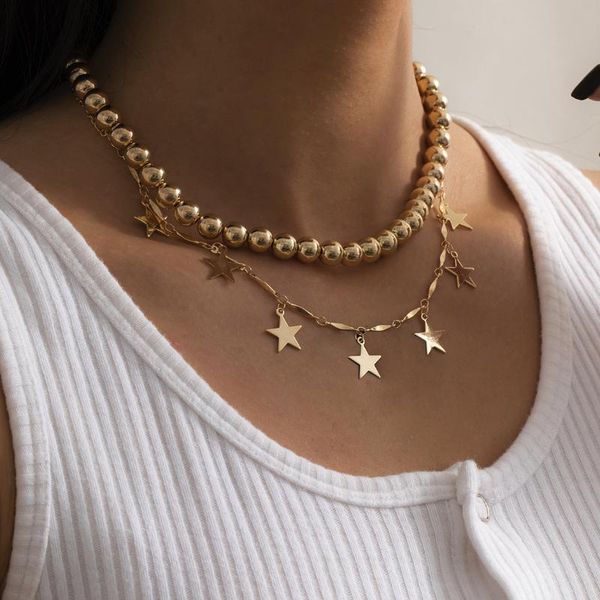 chains 2pcs/set tassel star pendant necklace women 2021 vintage punk bead ball chain necklaces geometric chokers jewelry accessories, Silver
chains 2pcs/set tassel star pendant necklace women 2021 vintage punk bead ball chain necklaces geometric chokers jewelry accessories, Silver