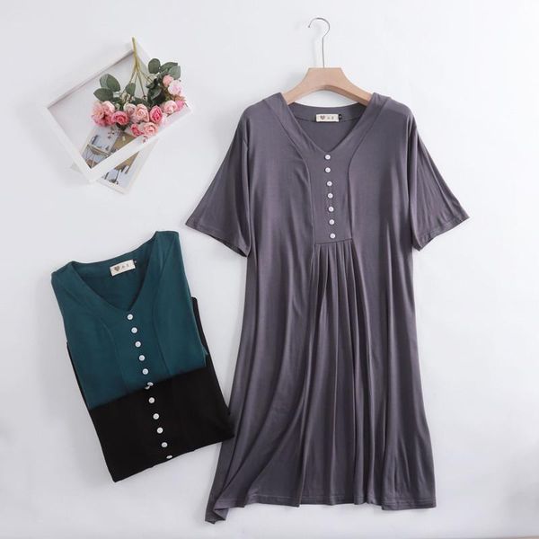 women's sleepwear summer modal nightdress button-pleated dress fashion home wear nightshirt women nightgowns loose v neck fat mm sleeps, Black;red
women's sleepwear summer modal nightdress button-pleated dress fashion home wear nightshirt women nightgowns loose v neck fat mm sleeps, Black;red