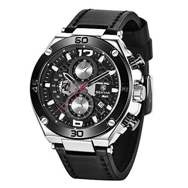 wrist watch for men genuine leather strap watches, quartz movement, waterproof analog chronograph business watches, Slivery;brown
wrist watch for men genuine leather strap watches, quartz movement, waterproof analog chronograph business watches, Slivery;brown