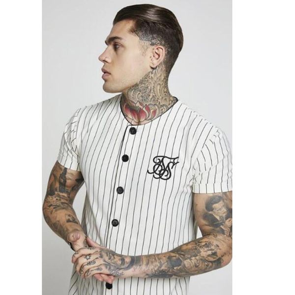 men's summer short-sleeved baseball shirt embroidered cotton t-shirt 2020 fashion stripes street hip-hop casual t-shirt, White;black
men's summer short-sleeved baseball shirt embroidered cotton t-shirt 2020 fashion stripes street hip-hop casual t-shirt, White;black
