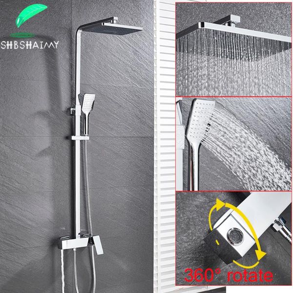 chrome brass bathroom shower faucet wall mounted set rotation square rainfall showerhead and cold water sets
chrome brass bathroom shower faucet wall mounted set rotation square rainfall showerhead and cold water sets