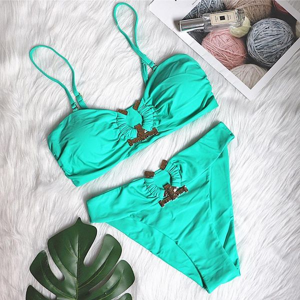 women's swimwear crystal diamond high waist bikini 2021 women bandeau swimsuit female two-pieces set rings bathing suit swim, White;black
women's swimwear crystal diamond high waist bikini 2021 women bandeau swimsuit female two-pieces set rings bathing suit swim, White;black