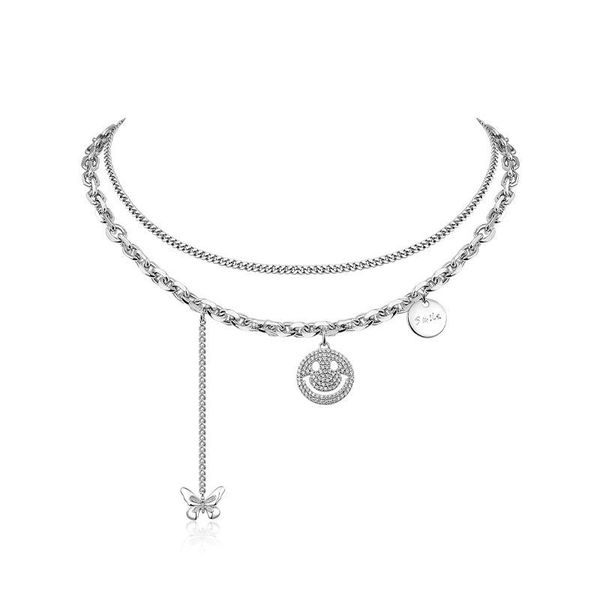 pendant necklaces 2022 euramerican hip hop with diamond-encrusted smiley butterfly clavicle chain light luxury sweater hoodie all-match neck, Silver
pendant necklaces 2022 euramerican hip hop with diamond-encrusted smiley butterfly clavicle chain light luxury sweater hoodie all-match neck, Silver