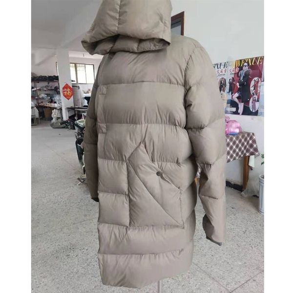 90 white duck down jacket women's long loose large hooded thickened warm, Black
90 white duck down jacket women's long loose large hooded thickened warm, Black